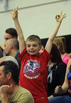 Bristol Flyers Fans in Full Cheer during Basketball Game against Newcastle Eagles