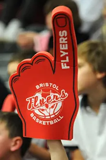 Bristol Flyers V Newcastle Eagles Prints: Bristol Flyers Fans in Full Cheer: British Basketball League Match against Newcastle Eagles