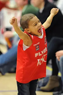 Bristol Flyers V Newcastle Eagles Prints: Bristol Flyers Fans in Full Cheer during Exciting Basketball Game against Newcastle Eagles