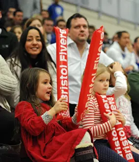 Bristol Flyers V Newcastle Eagles Prints: Bristol Flyers Fans in Full Cheer: Exciting Showdown against Newcastle Eagles