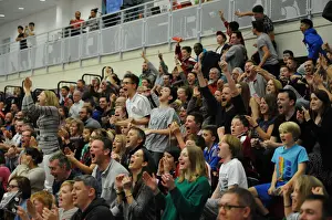 Bristol Flyers V Newcastle Eagles Prints: Bristol Flyers Fans in Full Cheer: Thrilling Basketball Showdown against Newcastle Eagles