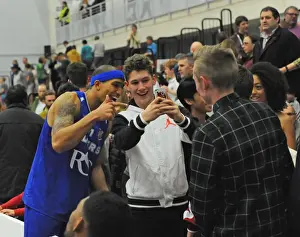 Bristol Flyers V Sheffield Sharks Prints: Bristol Flyers Greg Streete and Fan Share a Selfie Moment during Bristol Flyers vs