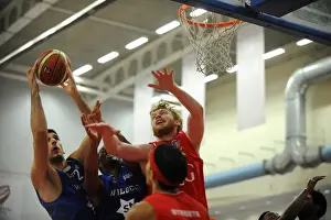 Bristol Flyers V Durham Wildcats Prints: Bristol Flyers: Mathias Seilund's Intense Battle for the Ball
