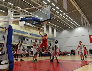 Bristol Flyers V Plymouth Raiders BBL Cup Prints: Bristol Flyers Take on Plymouth Raiders in British Basketball Cup: Mathias Seilund Scores