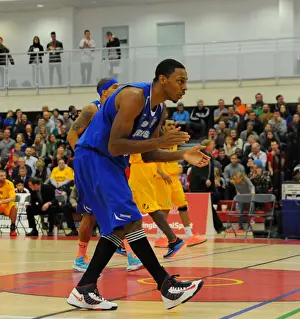 Bristol Flyers V Sheffield Sharks Prints: Bristol Flyers in Unison: Doug Herring Celebrates with Team Mates Against Sheffield Sharks