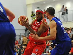Bristol Flyers V Durham Wildcats Prints: Bristol Flyers vs. Durham Wildcats: Intense Basketball Showdown