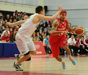 Framed Print : Bristol Flyers vs Manchester Giants: Intense Basketball Action at SGS Wise Campus
