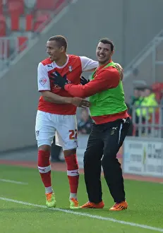 Rotherham United V Bristol City Prints: Celebrating the Goal: Tavernier and Davis of Rotherham United