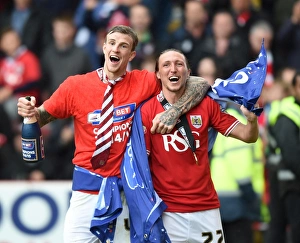 Bristol City V Walsall Prints: Celebrating Victory: Aden Flint and Luke Ayling, Bristol City Football Club
