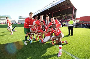 Images Dated 18th April 2015: Celebrating Victory: The Excited Bristol City Squad after Securing Three Points against Coventry