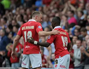 Celebration at Ashton Gate: Agard and Wilbraham Rejoice in Bristol City's Win over MK Dons