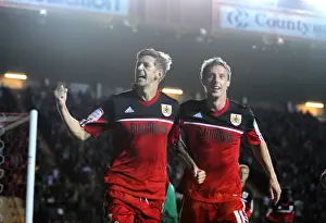 Bristol City V Crystal Palace Prints: Celebration at Ashton Gate: Stead and Woolford Rejoice in Bristol City's Championship Victory over Crystal Palace