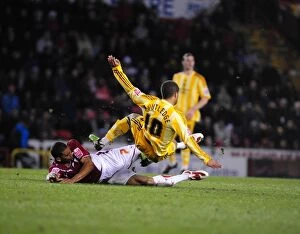 Images Dated 20th March 2010: Championship Clash: Elliott vs. Routledge - Marvin Tackles Wayne at Ashton Gate, 2010