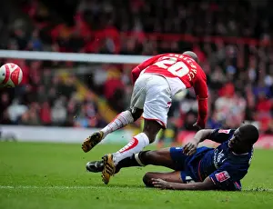 Bristol City V Nottingham Forest Prints: Championship Clash: Jamal Campbell-Ryce Fouled by Guy Moussi - Bristol City vs