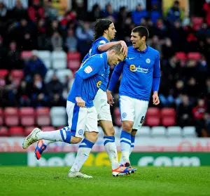 Championship Clash: McCann's Goal Celebration for Peterborough at Ashton Gate