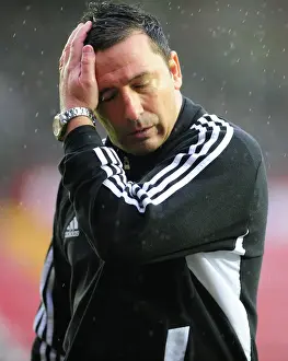 Bristol City V Watford (Postponed) Prints: Championship Match Postponed: Derek McInnes Braves the Rain at Ashton Gate