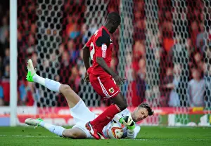 Bristol City V Charlton Prints: Championship Showdown: Ben Hamer Denies Albert Adomah - Bristol City vs Charlton Athletic