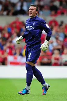 Championship Showdown: Lee Camp of Nottingham Forest in Action against Bristol City at The City Ground