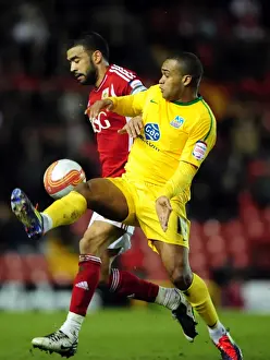 Bristol City V Crystal Palace Prints: Championship Showdown: Liam Fontaine vs Jemaine Easter at Ashton Gate, 14/02/2012
