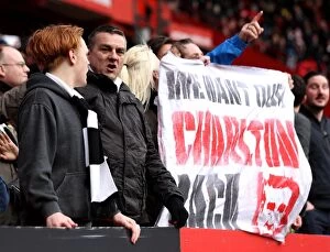 Images Dated 6th February 2016: Charlton Athletic Fans Protest Against Club Owners during Charlton v Bristol City Match, 2016