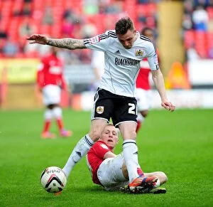 Images Dated 4th May 2013: Charlton's Solly Stops Anderson: Intense Moment from Charlton Athletic vs