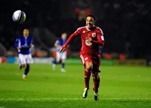 Leicester City V Bristol City Prints: Chasing Glory: Nicky Maynard's Pursuit in the Championship Clash between Leicester City and Bristol City