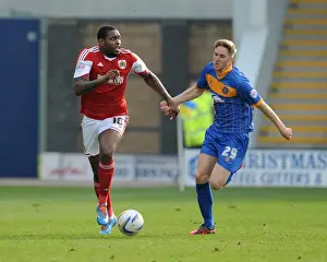Shrewsbury Town V Bristol City Prints: Chasing the Win: Intense Moment as Asa Hall of Shrewsbury Town Pursues Jay Emmanuel-Thomas of Bristol City