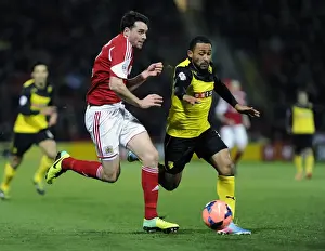Chasing the Win: Intense Moment between Ikechi Anya and Brendan Moloney during Watford vs. Bristol City FA Cup Replay