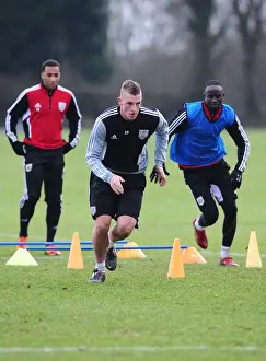 Framed Print : Chris Wood: Intense Focus in Training with Bristol City FC, January 2012