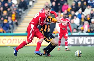 Hull City V Bristol City Prints: Chris Wood vs. James Chester: Battle for Supremacy in Hull City vs