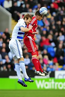 Reading V Bristol City Prints: Chris Wood vs. Kaspars Gorkss: Battle for the High Ball in Reading v Bristol City Championship Match