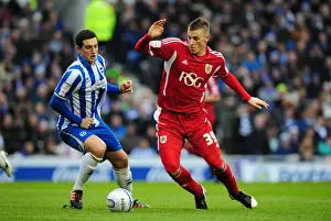 Brighton V Bristol City Prints: Chris Wood vs. Lewis Dunk: Battle for the Ball in Brighton v Bristol City Championship Clash - 14/01/2012