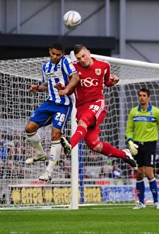 Chris Wood vs. Liam Bridcutt: Battle for the High Ball in Brighton v Bristol City Championship Match, 14/01/2012