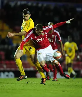 Bristol City V Crystal Palace Prints: Chris Wood vs Mile Jedinak: Intense Battle in the Championship: Bristol City vs Crystal Palace