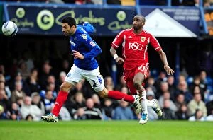 Images Dated 17th March 2012: Cisse vs Rocha: The Intense Rivalry - Portsmouth vs Bristol City Football Match, 2012
