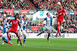 Bristol City V Blackburn Rovers Prints: Clash in the Air: Lenihan vs. Flint in the Sky Bet Championship Battle at Ashton Gate