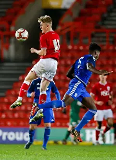 Bristol City V Cardiff City U18s Prints: Clash in the Air: U18s of Bristol City and Cardiff City Battle at Ashton Gate