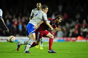 Framed Print : Clash at Ashton Gate: Intense Moment as Shane Lowry of Millwall and Steven Davies of Bristol City Battle for the Ball Framed Print : Clash at Ashton Gate: Intense Moment as Shane Lowry of Millwall and Steven Davies of Bristol City Battle for the Ball