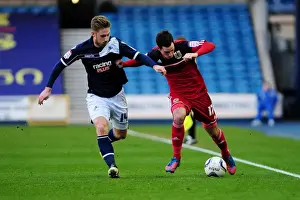 2012 Prints: Clash at The Den: Millwall's James Henry Pressures Bristol City's Gregg Cunningham