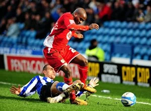 Images Dated 5th April 2010: Clash at Hillsborough: Leon Clarke Halts Jamal Campbell-Ryce's Charge - Football Rivalry in