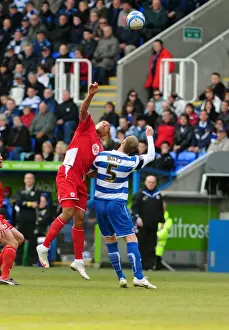 Reading V Bristol City Prints: Clash in the Sky: Iwelumo vs. Mills over a Looming Aerial Ball - Reading vs