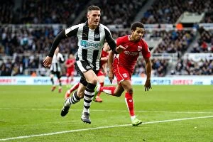 Images Dated 25th February 2017: Clash at St. James Park: Ciaran Clark and Korey Smith Battle it Out