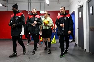 Images Dated 31st January 2017: Coaches Gather on the Field: Bristol City vs. Sheffield Wednesday