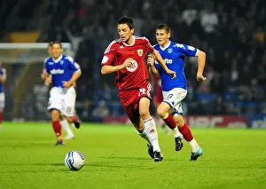 Framed Print : Cole Skuse of Bristol City in Action against Portsmouth at Fratton Park, 2010 Championship Football Match