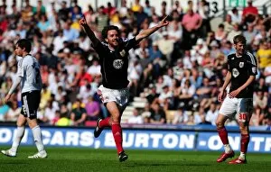 Images Dated 30th April 2011: Cole Skuse's Double Strike: Bristol City's Championship Win Against Derby County (30th April 2011)