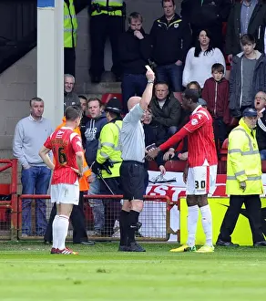 Controversial Yellow: Michael Ngoo Pushes Scott Wagstaff in Walsall vs. Bristol City