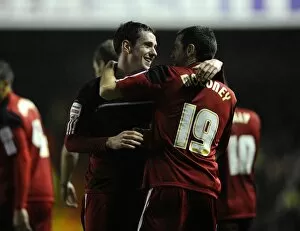 Images Dated 29th January 2013: Cunningham and Moloney: Celebrating Glory - A Goal to Remember for Bristol City (2013)