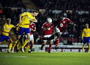Images Dated 11th December 2010: Damion Stewart's Close Header: Bristol City vs. Derby County Championship Clash at Ashton Gate