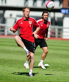 Pre Season Tour Sweden Prints: David Clarkson of Bristol City in Intense Training Focus