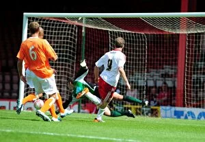 Images Dated 31st July 2010: David Clarkson Scores for Bristol City Against Blackpool in 2010 Championship Match